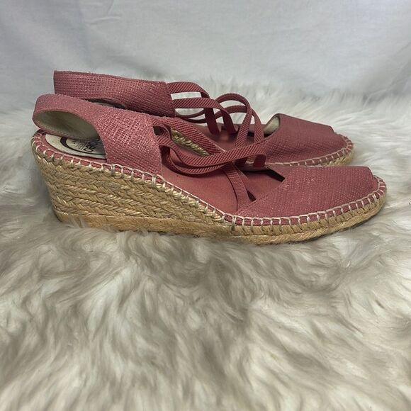 Abeo Delano Terracotta Metallic Nubuck Wedge Espadrille Sandal Sz 7 Narrow Width - Picture 4 of 6